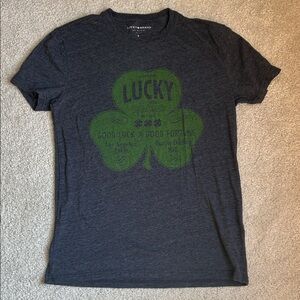 Lucky Brand Men's Charcoal Tee with Green Clover